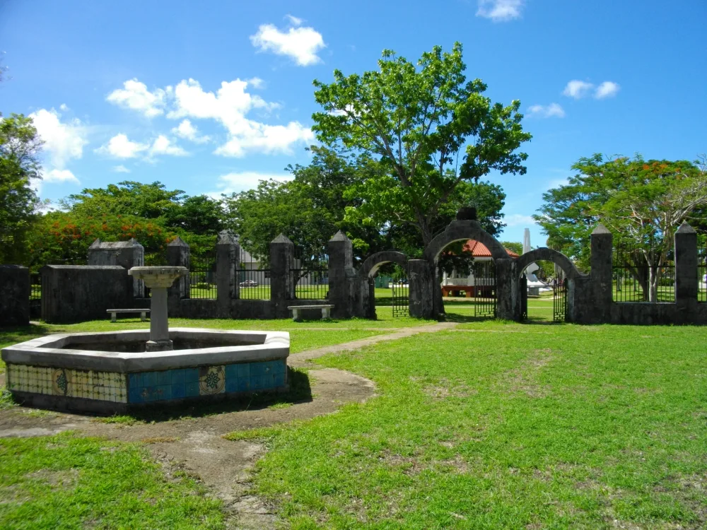 Plaza de España in Hagåtña — grounds of the Spanish governor's palace, later the seat of U.S. Navy rule