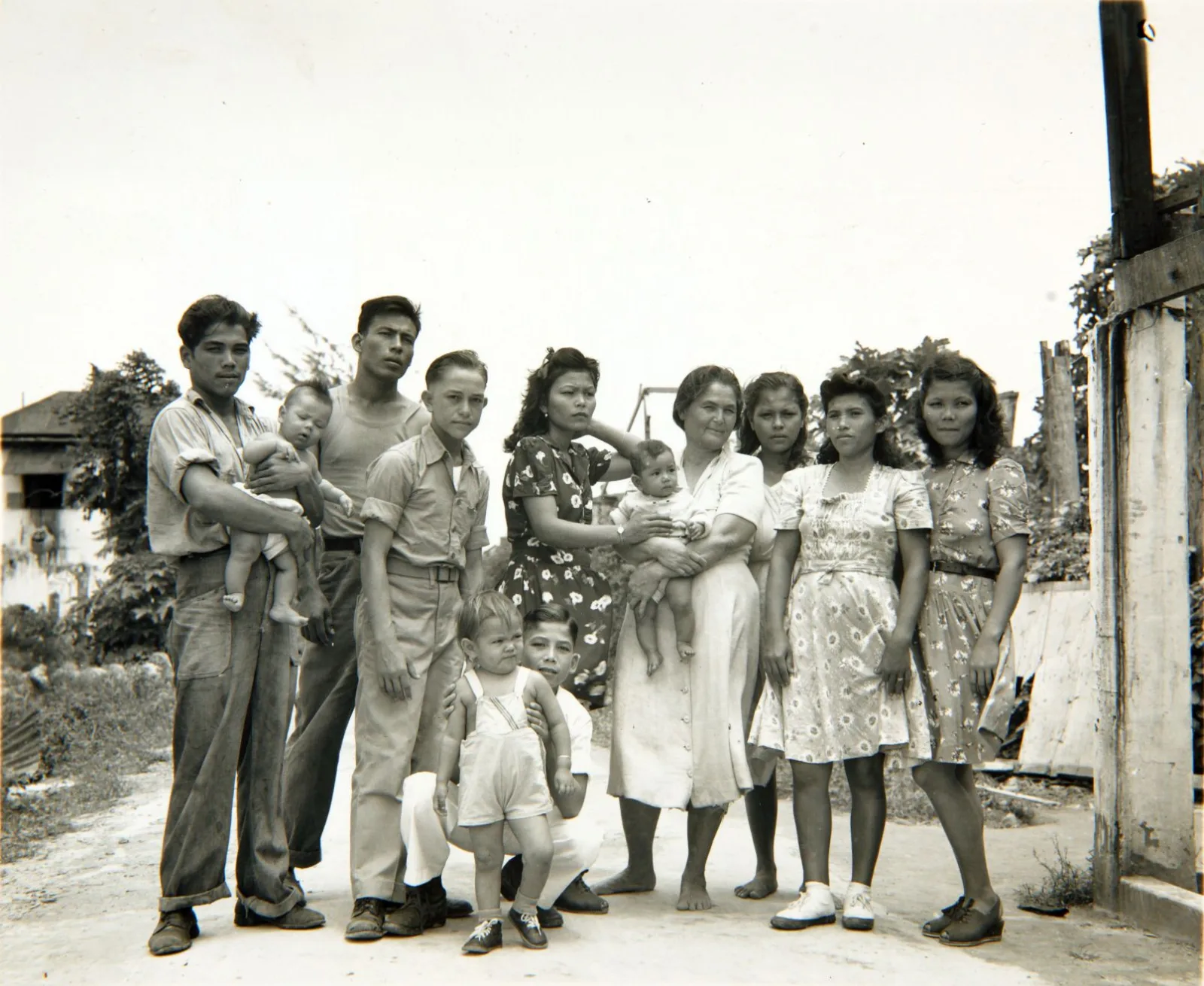 A CHamoru family in Hagåtña, photographed between 1944 and 1947